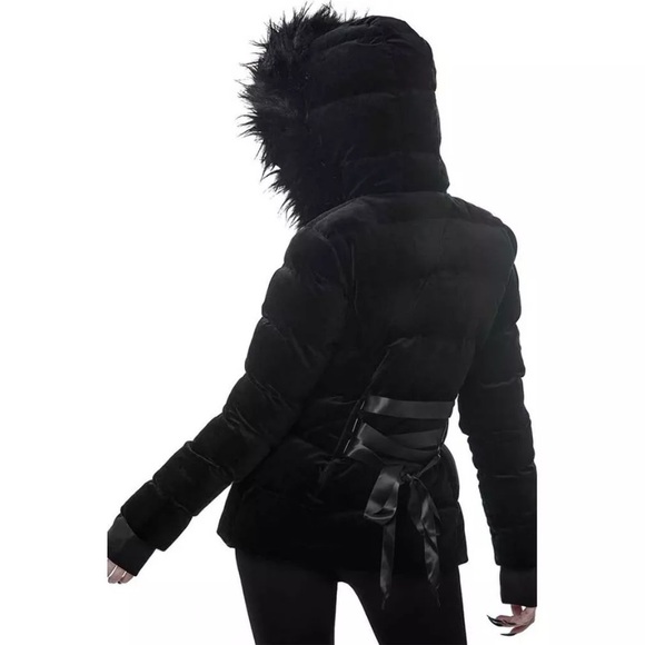 KILLSTAR Lisa Luna Velvet Winter Coat Jacket Corset Back - Picture 6 of 16